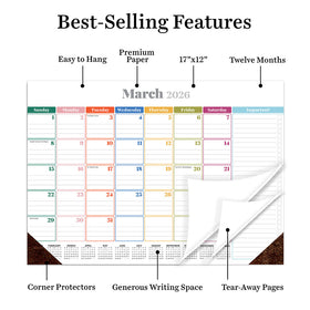 2026 Rainbow Blocks Medium Desk Pad Monthly Blotter Calendar - 0