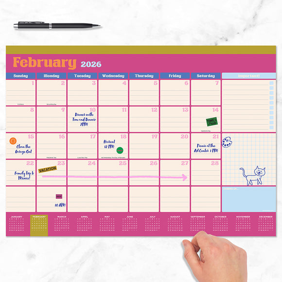2026 Sherbet Medium Desk Pad Monthly Blotter Calendar