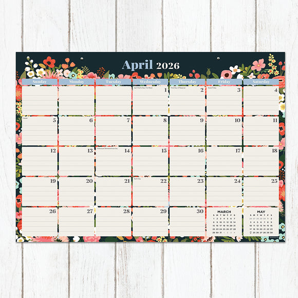 2026 Bountiful Blooms Medium Desk Pad Monthly Blotter Calendar