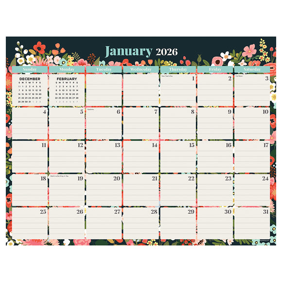 2026 Bountiful Blooms Medium Desk Pad Monthly Blotter Calendar