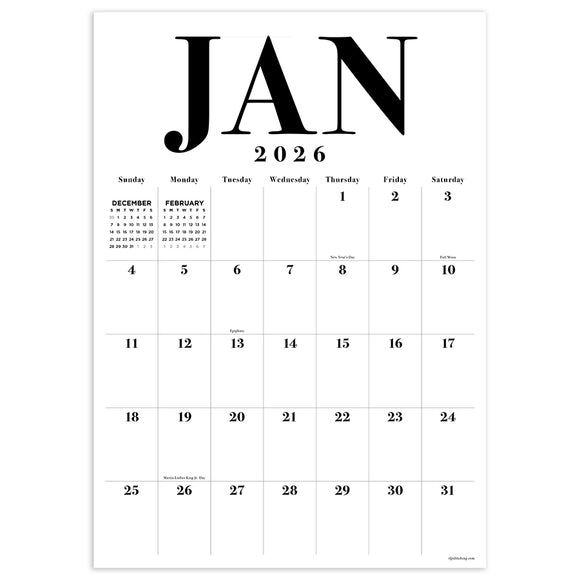 2026 Medium Art Poster Wall Calendar