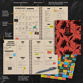 2026 Electric Red Medium Weekly Monthly Planner - 0