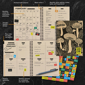 2026 Mushroom Medium Weekly Monthly Planner - 0