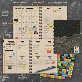 2026 Rolling Waves Medium Weekly Monthly Planner - 0
