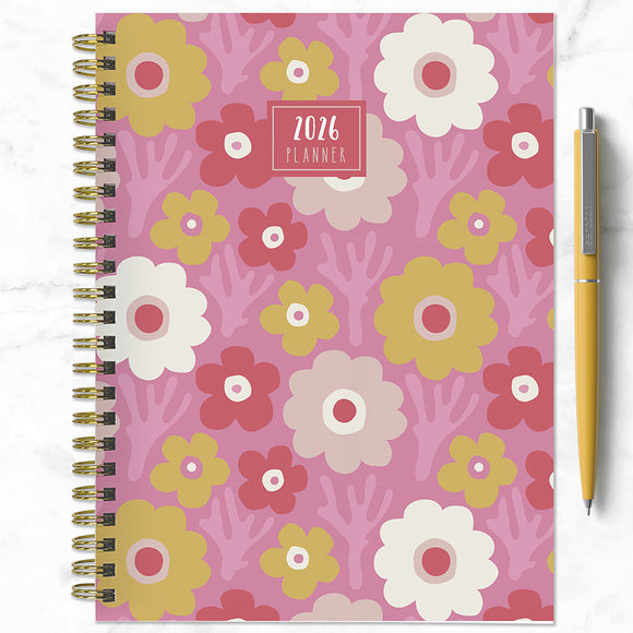 2026 Pink Pretty Petals Medium Weekly Monthly Planner