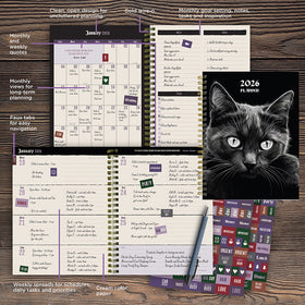 2026 Pretty Kitty Medium Weekly Monthly Planner - 0