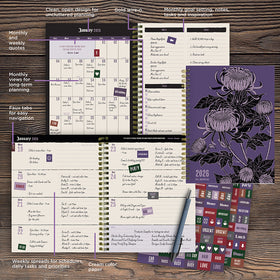 2026 Witch's Flower Medium Weekly Monthly Planner - 0