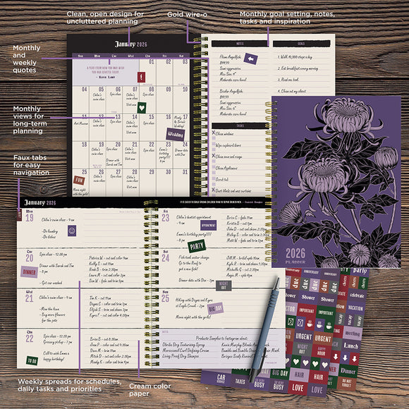 2026 Witch's Flower Medium Weekly Monthly Planner