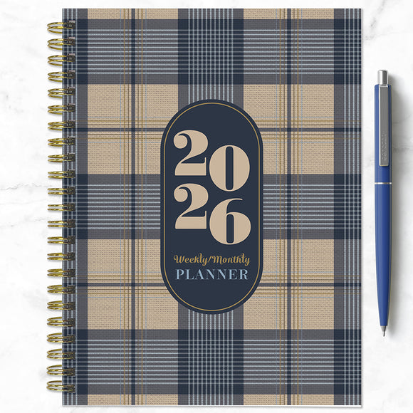 2026 Classic Plaid Medium Weekly Monthly Planner