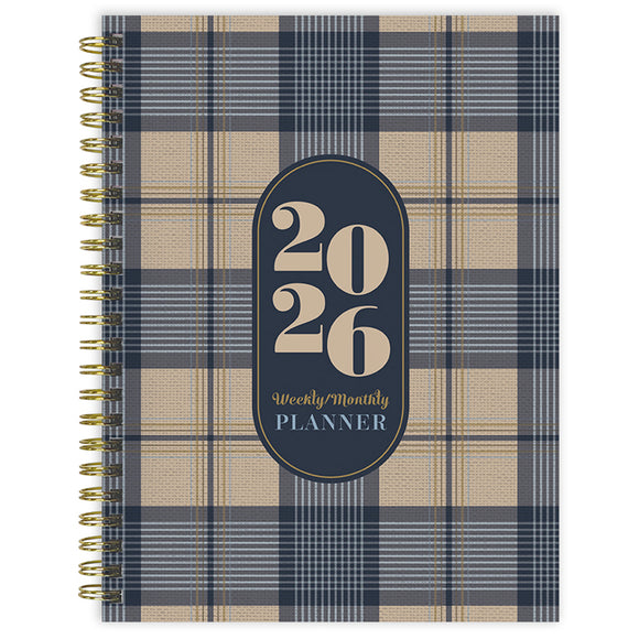 2026 Classic Plaid Medium Weekly Monthly Planner