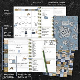 2026 Garden Roses Medium Weekly Monthly Planner - 0