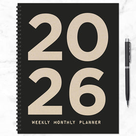 2026 Burnt Black Large Weekly Monthly Planner