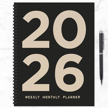 2026 Burnt Black Large Weekly Monthly Planner