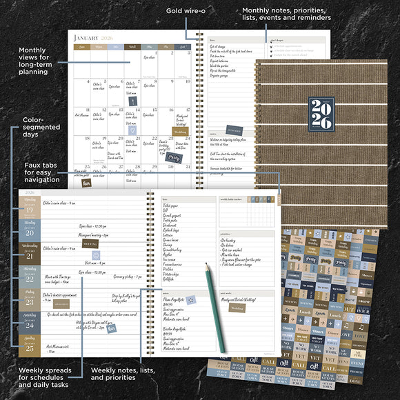 2026 Linen Large Weekly Monthly Planner