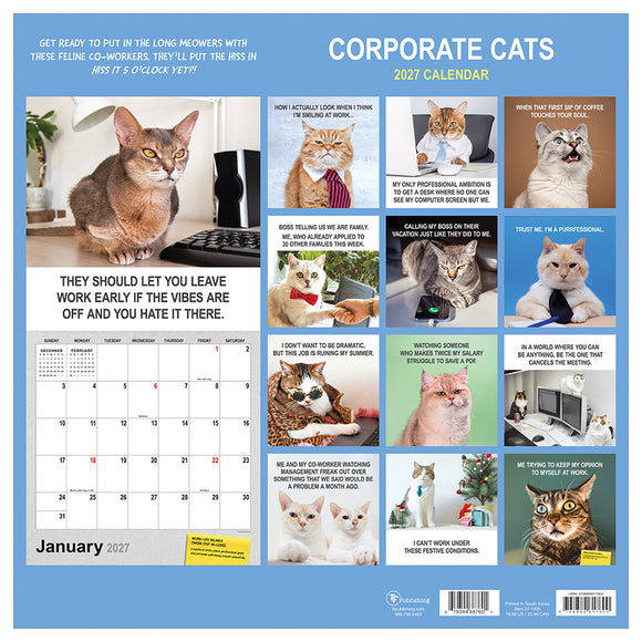 2027 Corporate Cats Wall Calendar