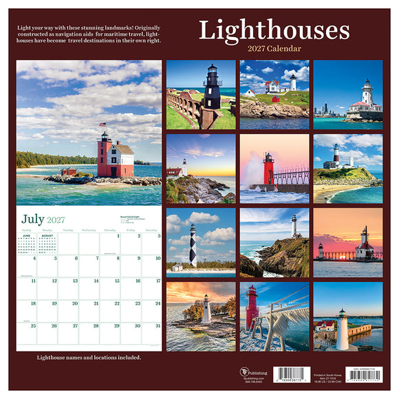 2027 Lighthouses Wall Calendar