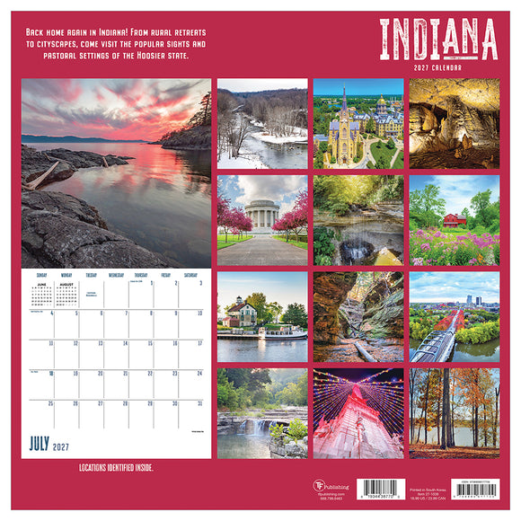 2027 Indiana Wall Calendar
