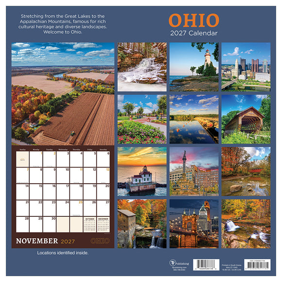 2027 Ohio Wall Calendar
