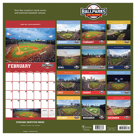2027 Ballparks Wall Calendar