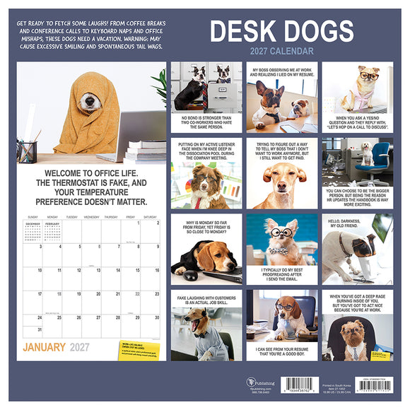 2027 Desk Dogs Wall Calendar