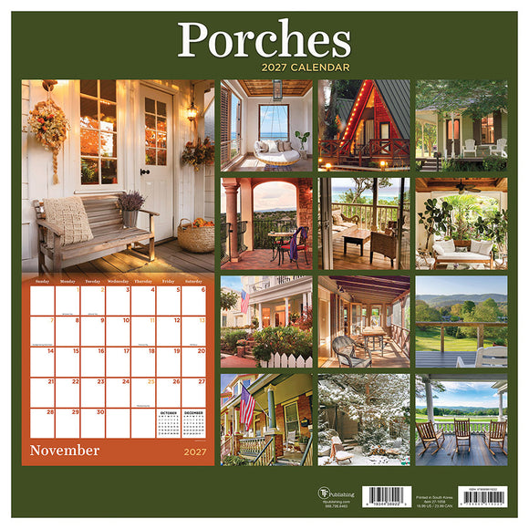 2027 Porches Wall Calendar