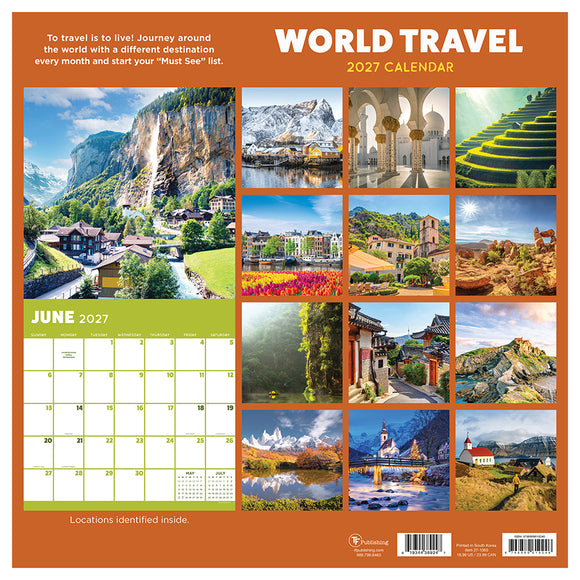 2027 World Travel Wall Calendar