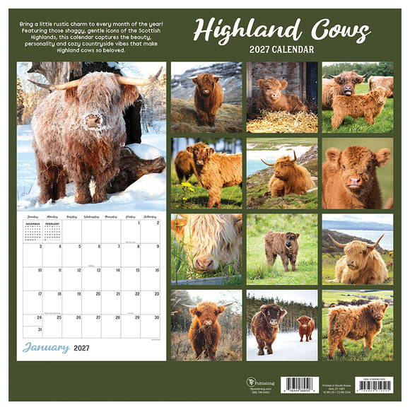 2027 Highland Cows Wall Calendar