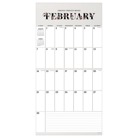 2027 Big Grid-Floral Wall Calendar