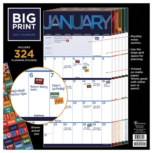2027 Big Print Wall Calendar