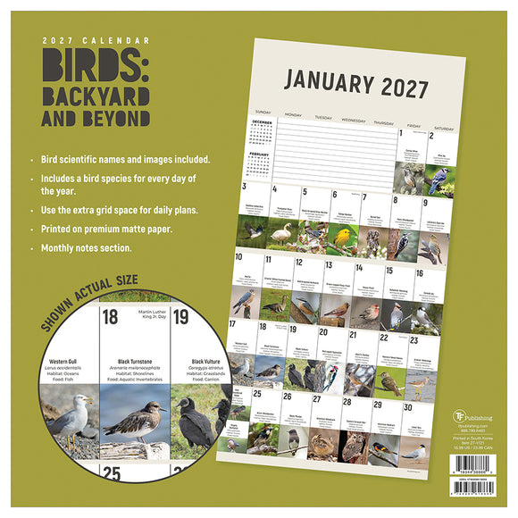 2027 Birds: Backyard and Beyond Wall Calendar
