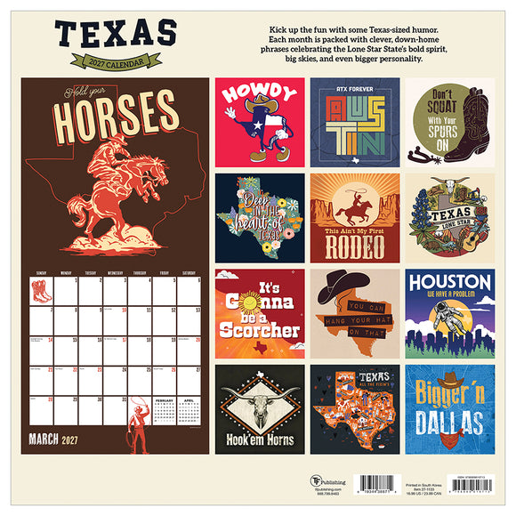 2027 Home: Texas Wall Calendar