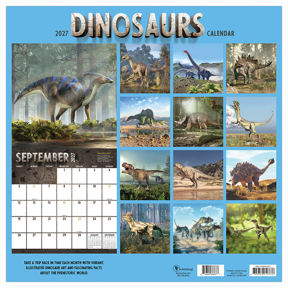 2027 Dinosaurs Wall Calendar
