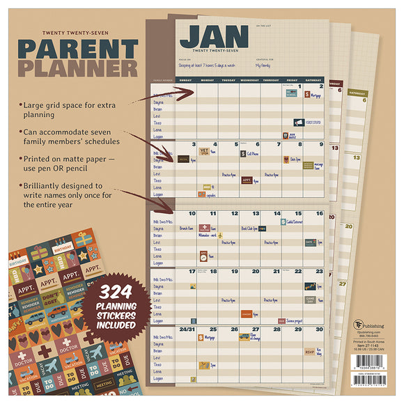 2027 Parent Planner Wall Calendar