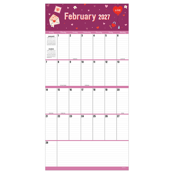 2027 Festive Holiday Themes Wall Calendar