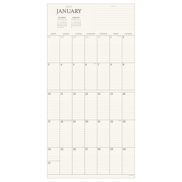2027 Simple Aesthetic Grid Wall Calendar
