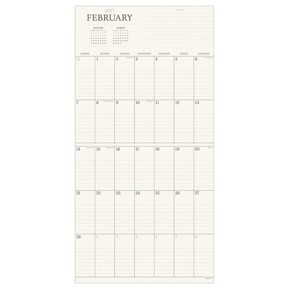 2027 Simple Aesthetic Grid Wall Calendar