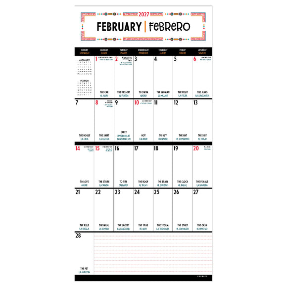 2027 Spanish Words for Everyone Wall Calendar