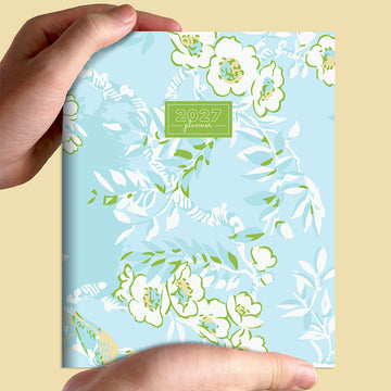 2027 Baby Blue Blooms Medium Monthly Planner