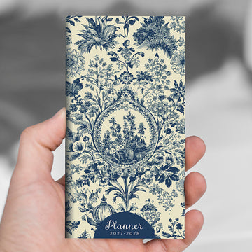 2027-2028 Blue Toile Small Monthly Pocket Planner