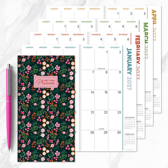 2027-2028 Itty Bitty Blossoms Small Monthly Pocket Planner