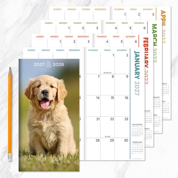 2027-2028 Dog Small Monthly Pocket Planner