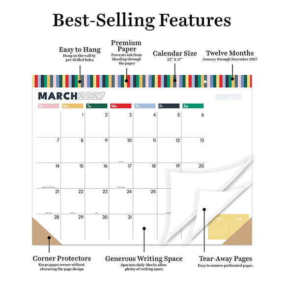 2027 Long Weekend Large Desk Pad Monthly Blotter Calendar