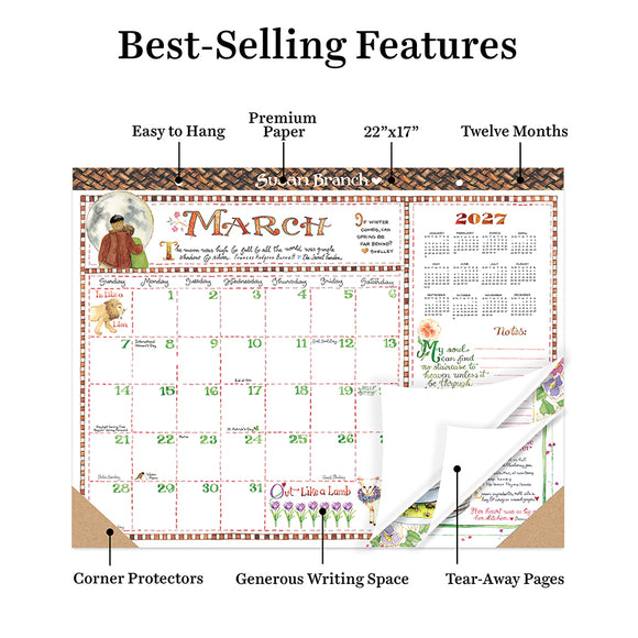 2027 Susan Branch Large Desk Pad Monthly Blotter Calendar