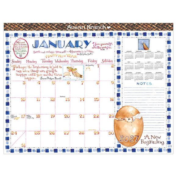 2027 Susan Branch Large Desk Pad Monthly Blotter Calendar