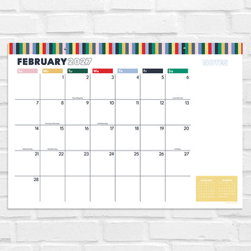 2027 Long Weekend Medium Desk Pad Monthly Blotter Calendar - 0