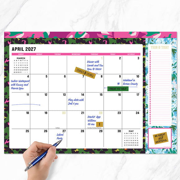 2027 Maximal Mirage Medium Desk Pad Monthly Blotter Calendar