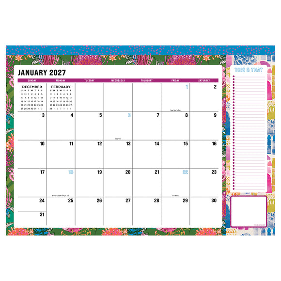 2027 Maximal Mirage Medium Desk Pad Monthly Blotter Calendar