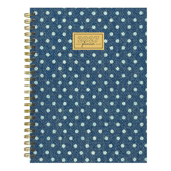 2027 Denim Dots Medium Weekly Monthly Planner