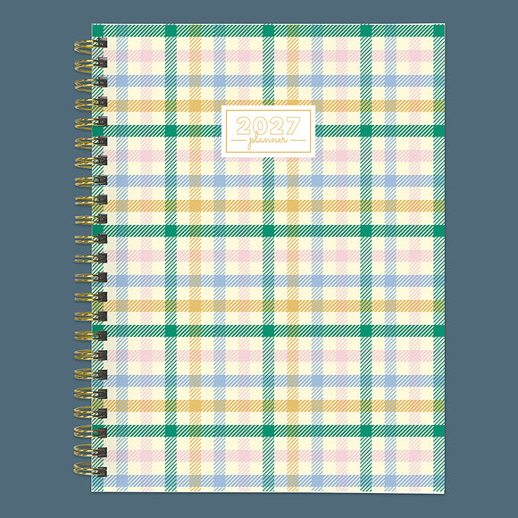 2027 Pastel Plaid Medium Weekly Monthly Planner