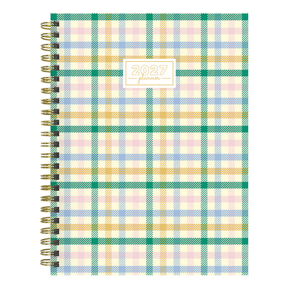 2027 Pastel Plaid Medium Weekly Monthly Planner